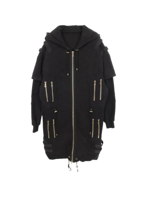Balmain Pre-Owned quilted hooded coat Black 1065325