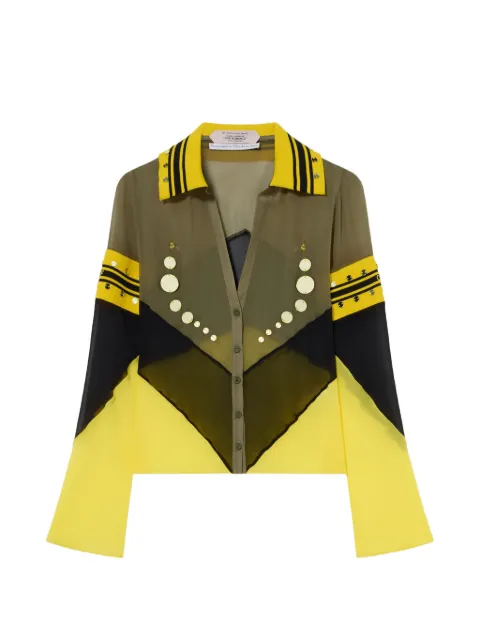 Off-White embellished colour-block shirt Yellow 29B00273TW354