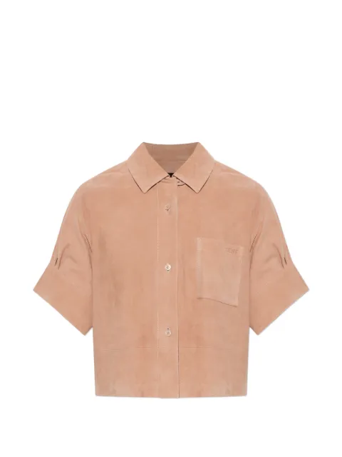 LOEWE suede logo-embossed shirt Pink S616Y31L05