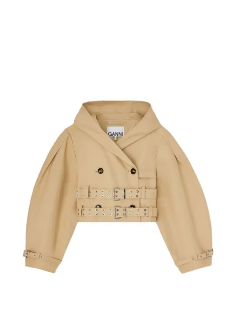GANNI double-breasted cropped jacket Neutrals A1130026
