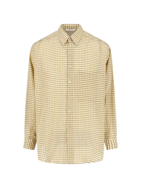 Auralee Airy gingham-check shirt Yellow A26SS01GC