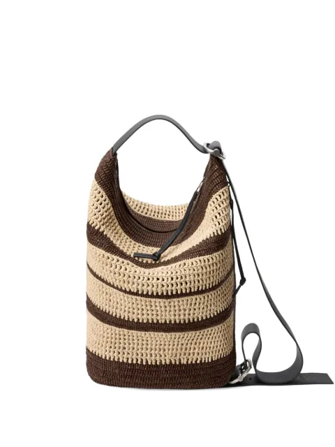 LOEWE Loop striped interwoven shoulder bag Brown BB22LBMX04
