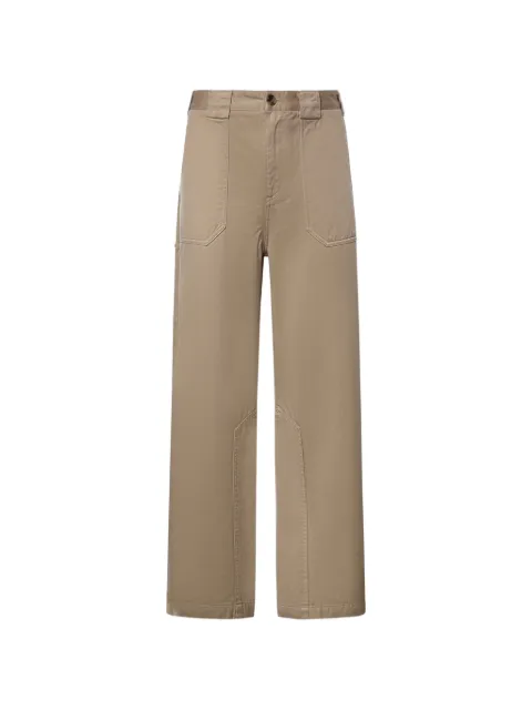 LOEWE logo-patch straight-leg pants Brown H616Y04XAF