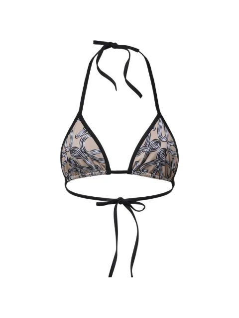 LOEWE graphic-print triangle bikini top Neutrals S616486X04