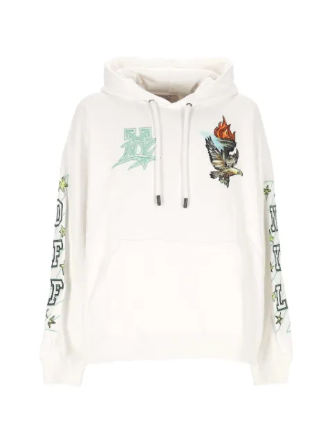 Off-White graphic-print drawstring hoodie White 44MBB085Z26F005