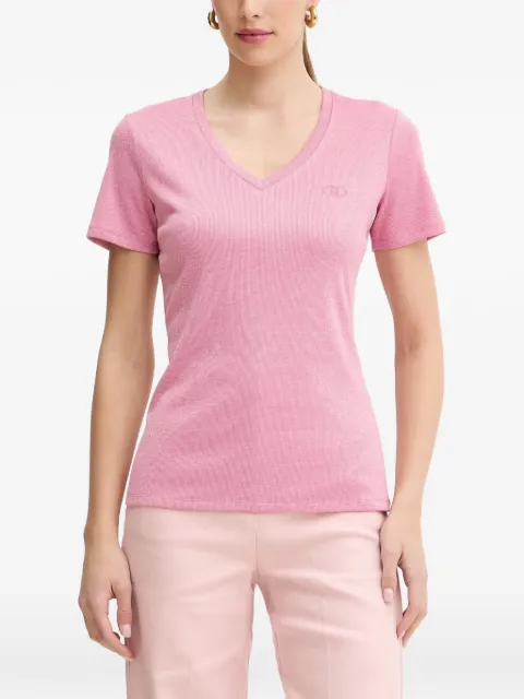 LIU JO logo-embroidered metallic-effect T-shirt Pink TA6175J3845