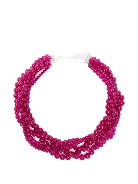Completedworks fuchsia chalcedony beaded necklace Silver H84