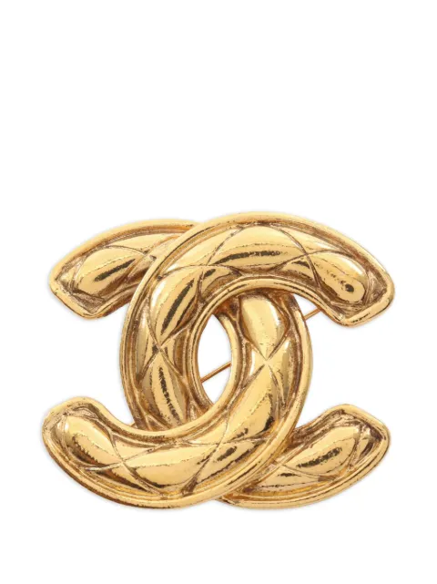 CHANEL Pre-Owned 1986-1988 Coco Mark quilted brooch Gold 1066069