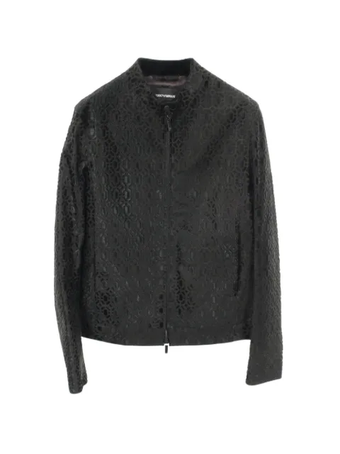 Emporio Armani Pre-Owned patterned zip-up jacket Black 1065023