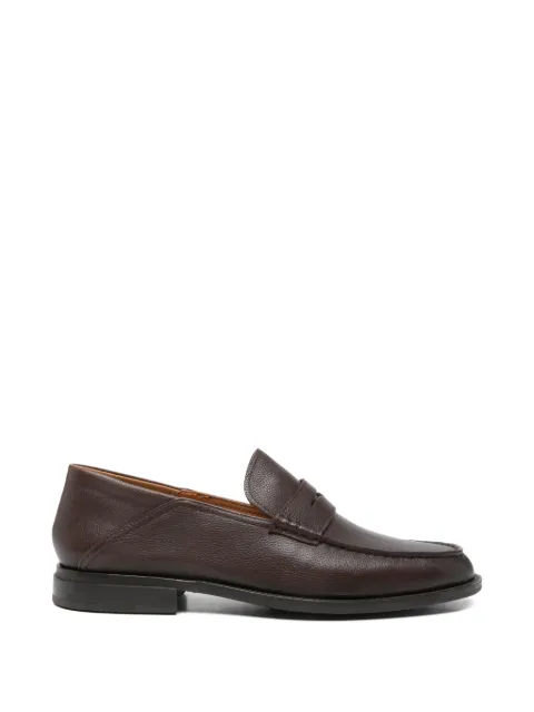 SERGIO MORETTI FIRENZE pebbled-leather penny loafers Brown 396920277