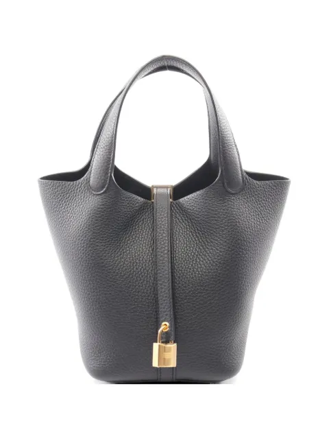 Hermès Pre-Owned 2025 PM Picotin Lock Taurillon Clemence-leather tote bag Black 1068590K