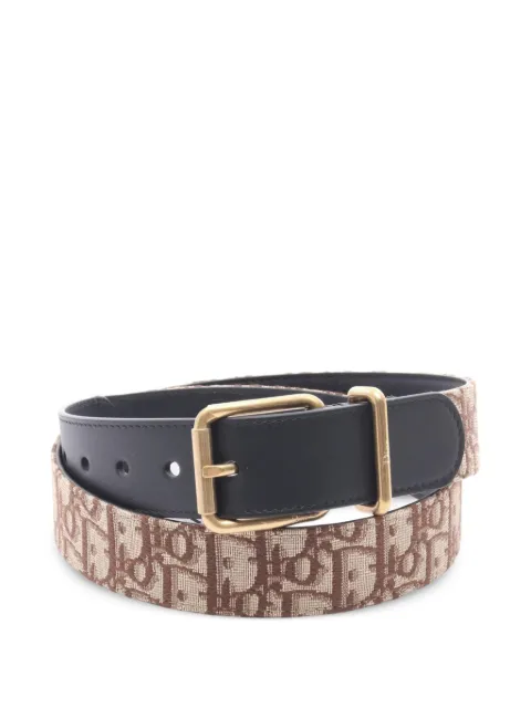 Christian Dior Pre-Owned 2020s Oblique canvas leather belt Brown 1070041