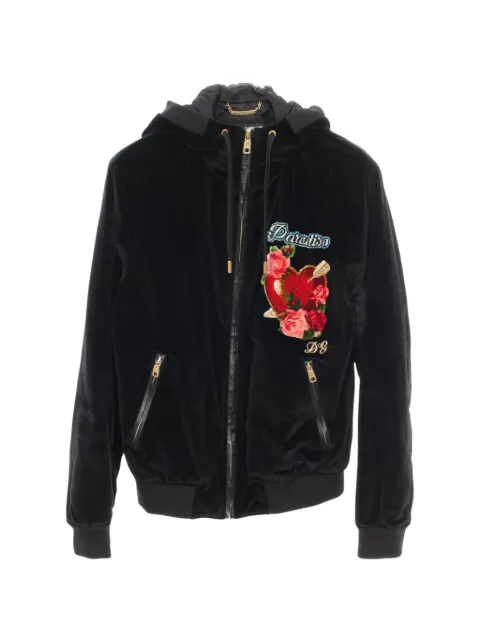 Dolce & Gabbana Pre-Owned embroidered hooded jacket Black 1064983
