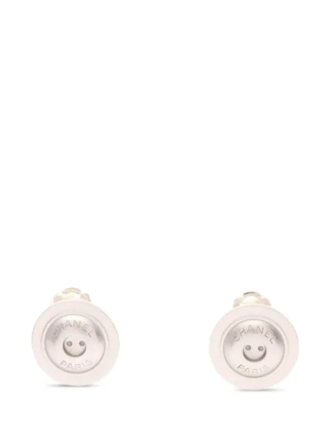 CHANEL Pre-Owned 1986-1988 logo-engraved earrings Silver 1065168
