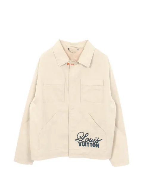 Louis Vuitton Pre-Owned logo-embroidered shirt jacket Neutrals 1063196