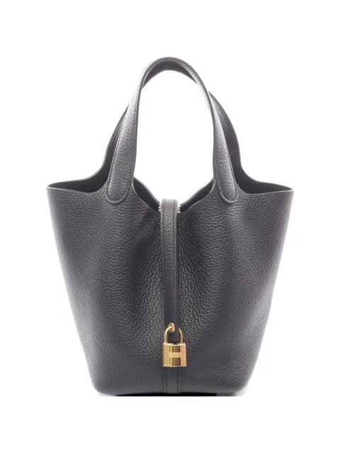 Hermès Pre-Owned 2025 PM Picotin Lock Clemence-leather tote bag Black 1068858K