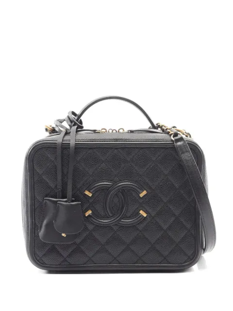 CHANEL Pre-Owned 2017-2018 CC Filigree matelassé shoulder bag Black 106866824865906