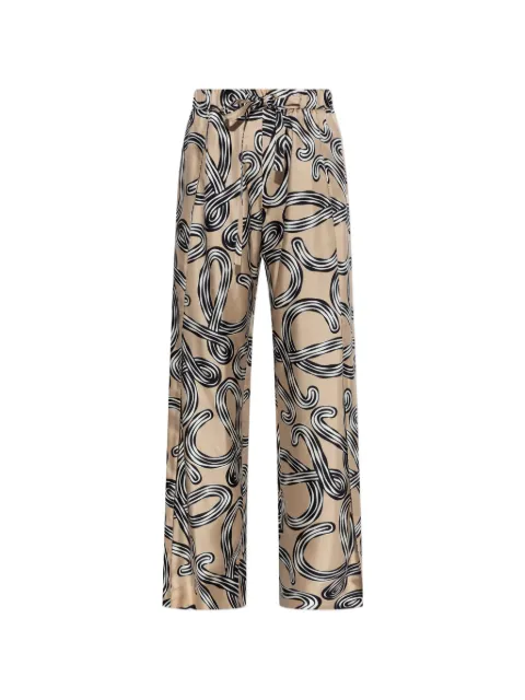 LOEWE Anagram-print silk trousers Neutrals S616Y04XA5