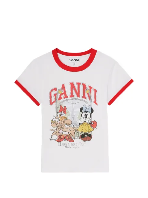 GANNI graphic-print T-shirt White A1050321