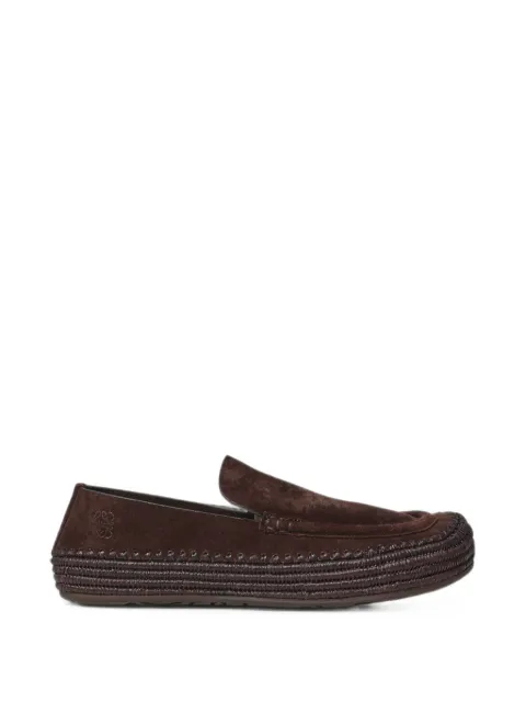 LOEWE Rio braided-sole suede loafers Brown M616290X15