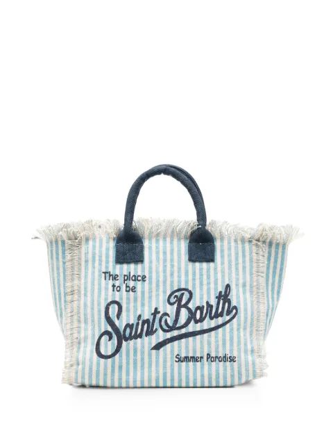MC2 Saint Barth Colette striped fringed tote bag Blue COL0001