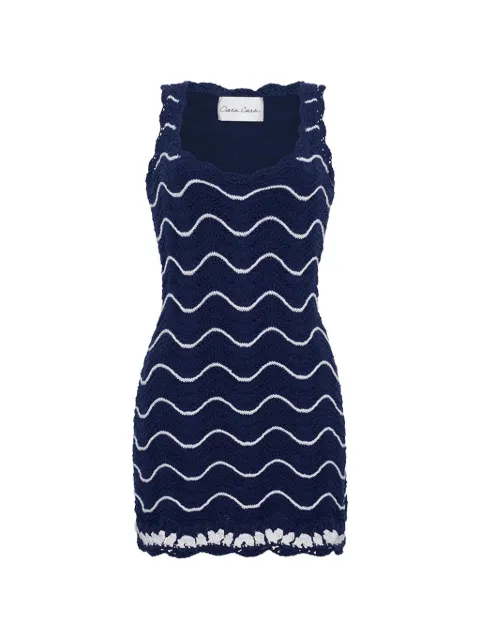 Cara Cara Orel zigzag-knit cotton mini dress Blue 9091NAIV