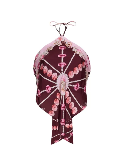 Cara Cara seashell-print halterneck top Red 3046SSSB
