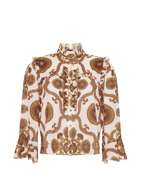 Cara Cara ruffle-trimmed floral-print top White 3208MODO
