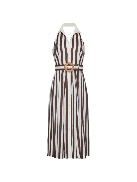 Cara Cara Quentin Midi striped belted dress Brown 1588LBRIS