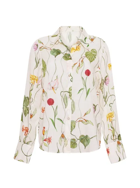 Cara Cara floral-print cotton shirt White 3206WFTIV