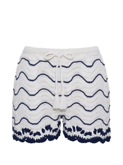 Cara Cara Aicha wave-stripe crochet shorts White 930WHNV