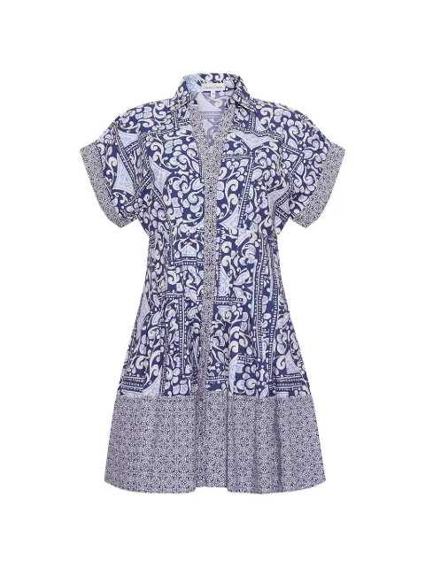 Cara Cara Nash tile-print mini shirtdress Blue 1268HTNA
