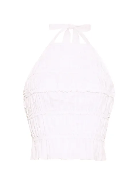 Cara Cara Peony smocked-cotton top White 3113SWHT