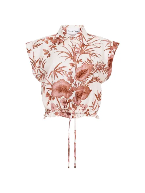 Cara Cara Octavia floral-print linen top White 3145LPARC