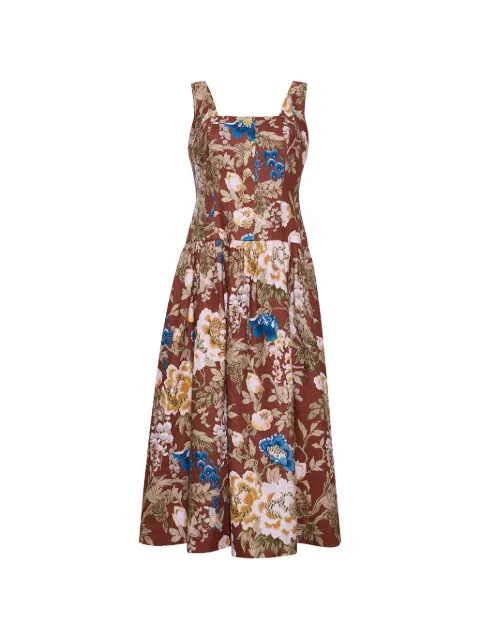 Cara Cara Feliz floral-print midi dress Brown 1581LFLMB