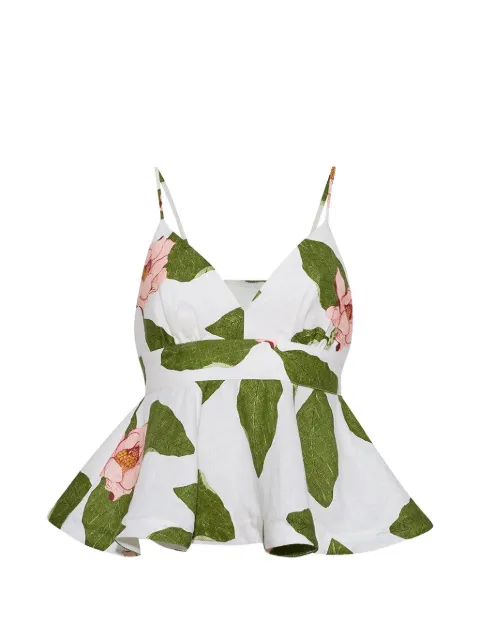 Cara Cara floral-print peplum top White 3199LOTU