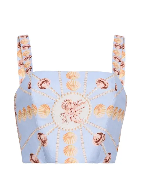 Cara Cara Helena seashell-print top Blue 307LSSSI