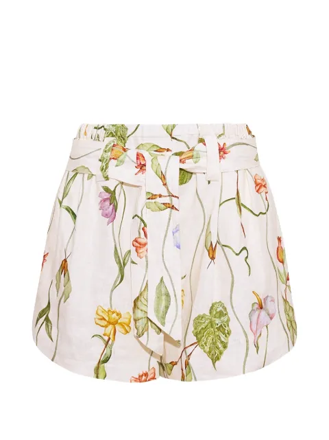 Cara Cara Bennie floral-print linen shorts White 2119LFTIV
