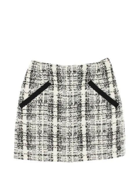 Louis Vuitton Pre-Owned logo-plaque tweed mini skirt White 1065718