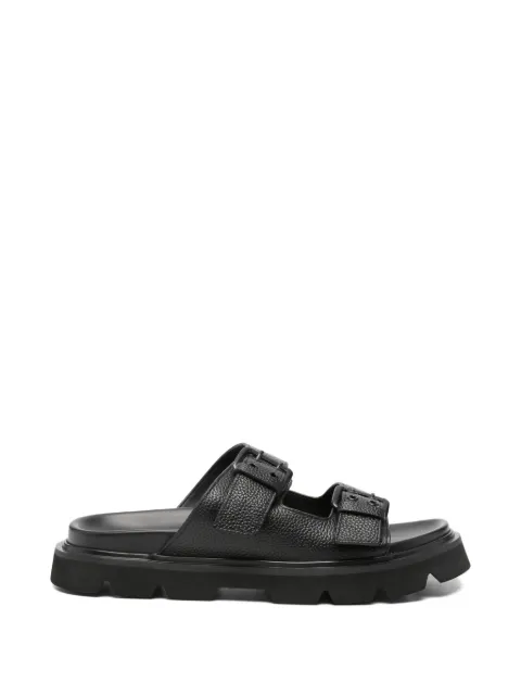 SERGIO MORETTI FIRENZE buckle-fastening pebble-grain sandals Black 396920280