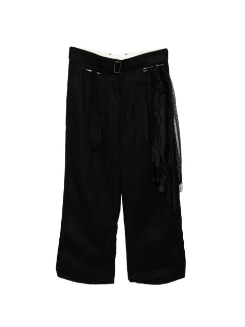 midorikawa belted raw-edge trousers Black MID26SSPT04