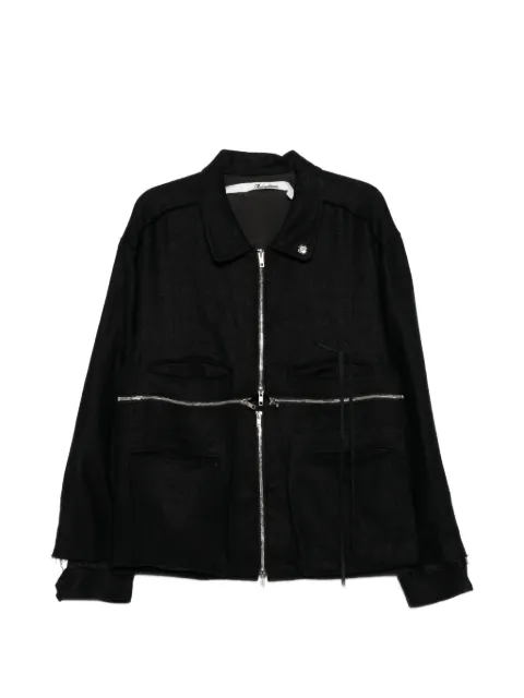 midorikawa lace-panelled frayed jacket Black MID26SSBL01