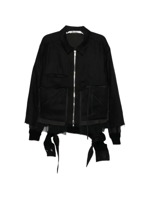 midorikawa raw-edge zip-up jacket Black MID26SSBL02