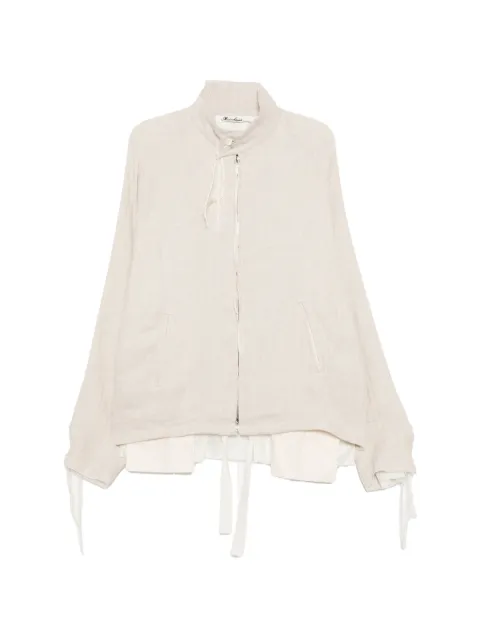 midorikawa zip-up high-neck shirt Neutrals MID26SSSH04A