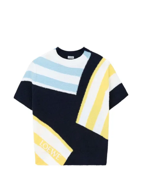 LOEWE striped-details knitted cotton T-shirt Blue S540Y55K63