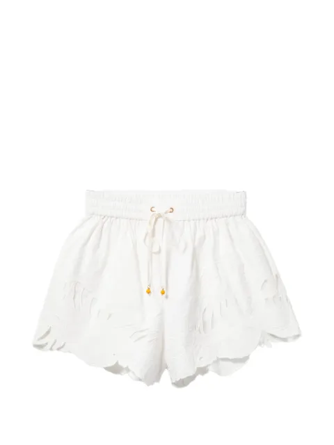 ZIMMERMANN Mahon embroidered mini shorts Neutrals 9049ASS263