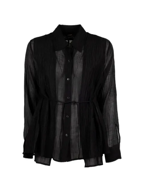 Seventy crinkled-finish belted shirt Black CA1519460238999
