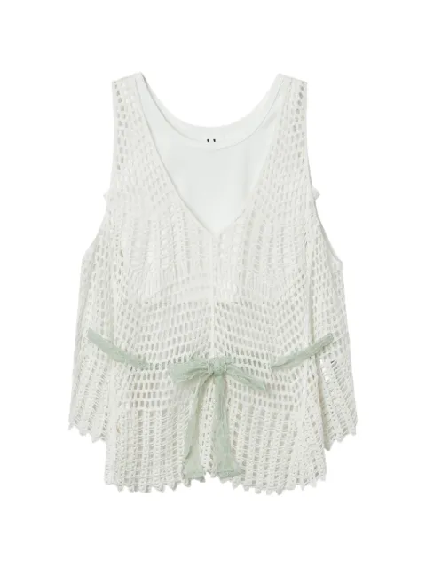b+ab crochet-knit layered cotton top White 6U672AS