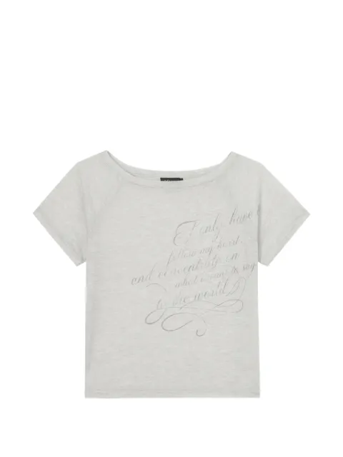 tout a coup slogan-print off-shoulder T-shirt Grey M642AU6