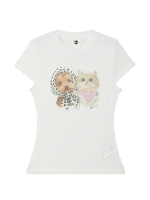 b+ab graphic-print ribbed T-shirt White 6U679AS